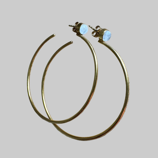 Moonstone Stud Hoops