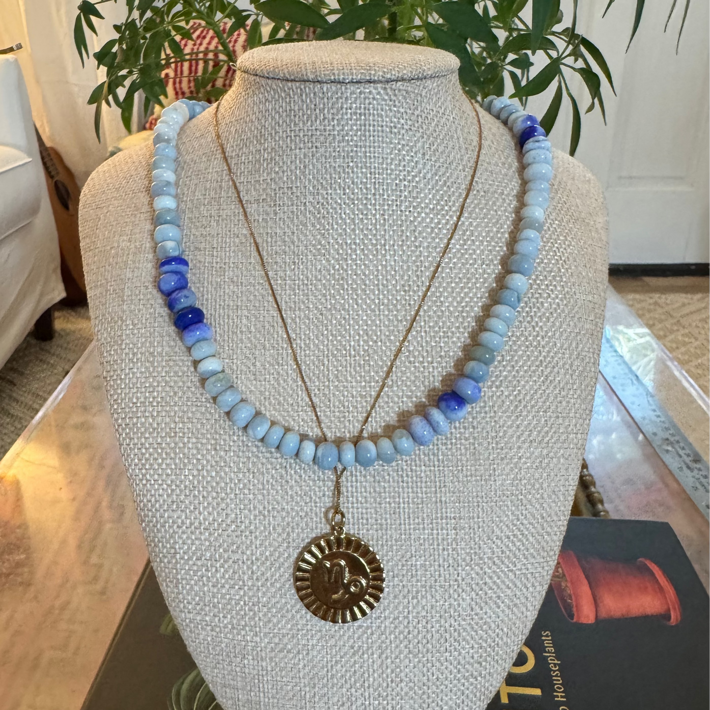 Blue Jade Beaded Necklace