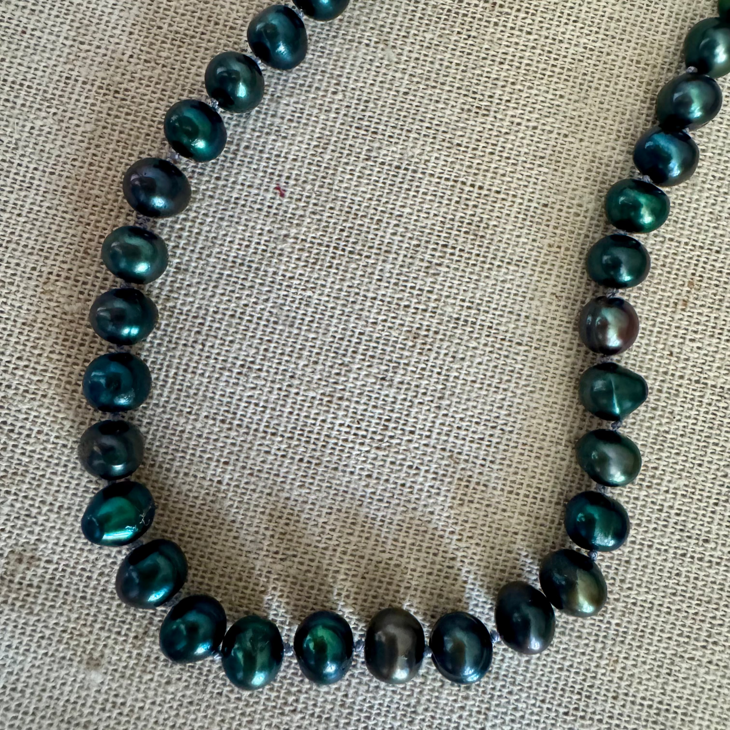 Freshwater Pearl Necklace, Deep Sea Blues