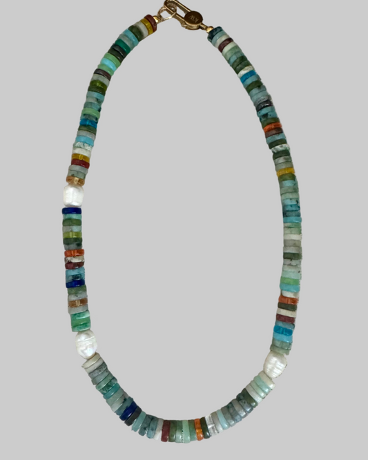 Mixed Stone with Freshwater Pearl Beaded Necklace