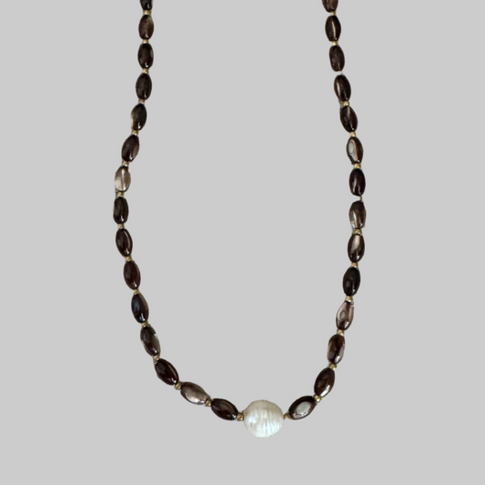 Shell Beaded Necklace with Freshwater Pearl