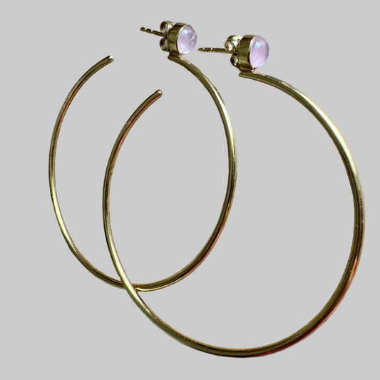 Rose Quartz Stud Hoops