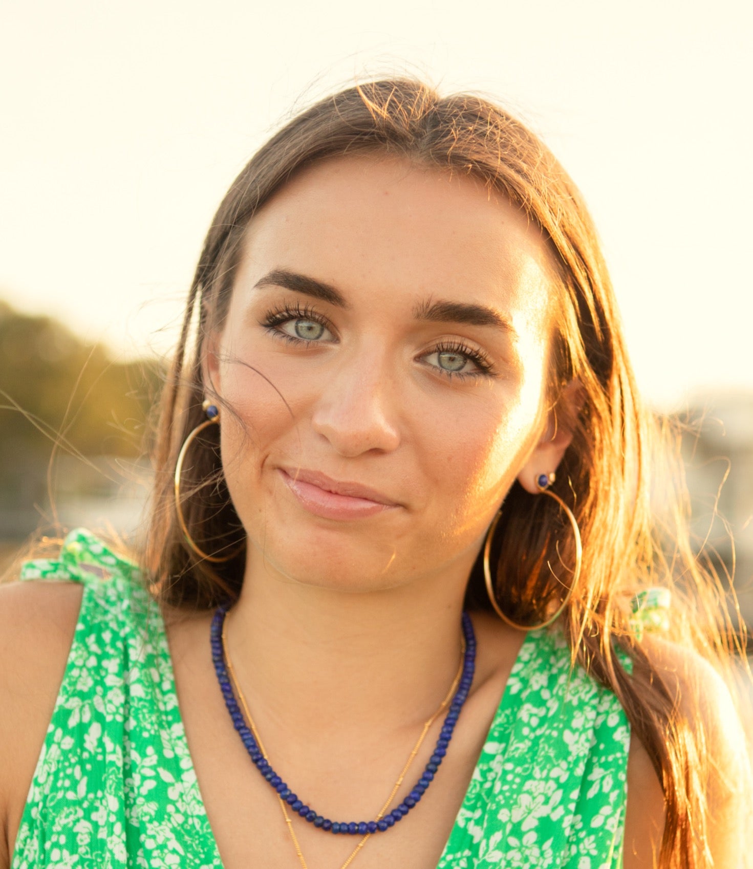 Lapis Stud Hoops image 2
