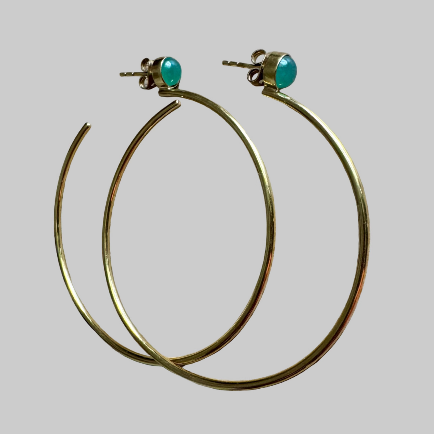 Green Jade Stud Hoops